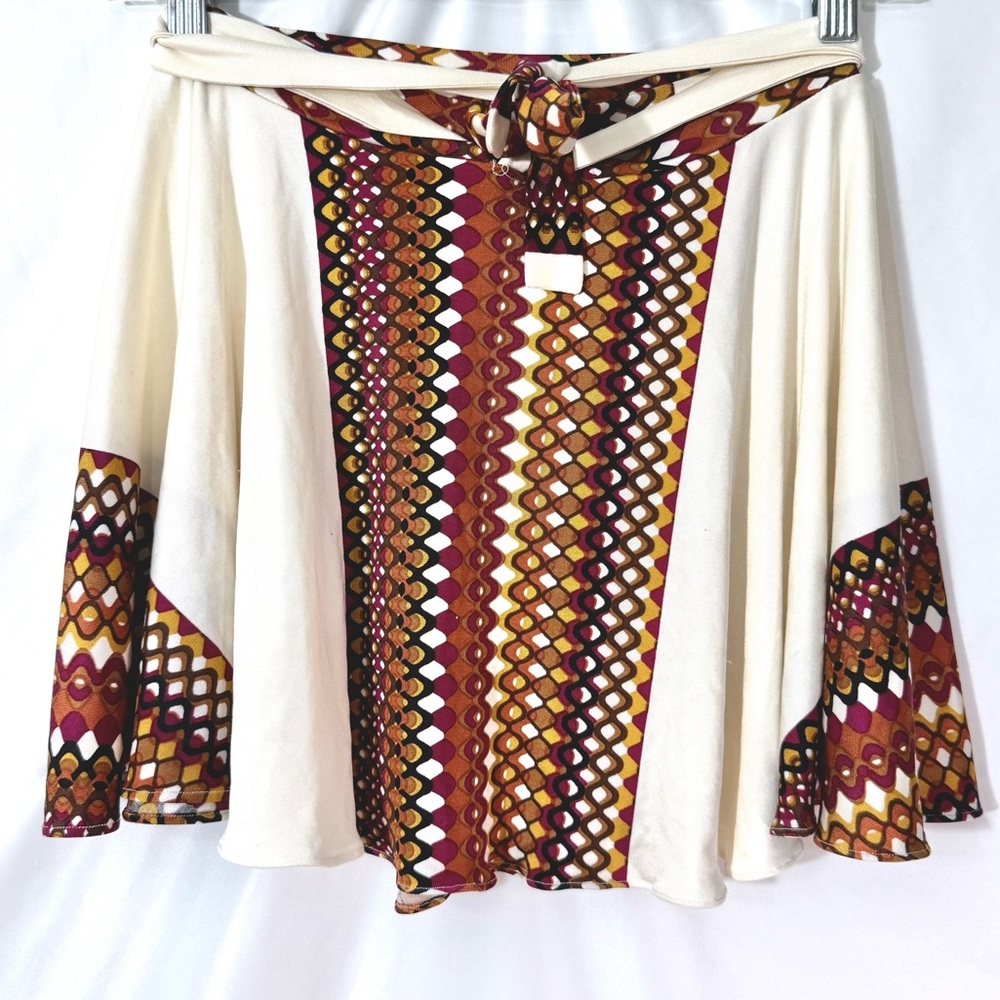 Rare Vintage "By Francine" 100% Silk Mini Skirt - Artisan Geometric Print Size S
